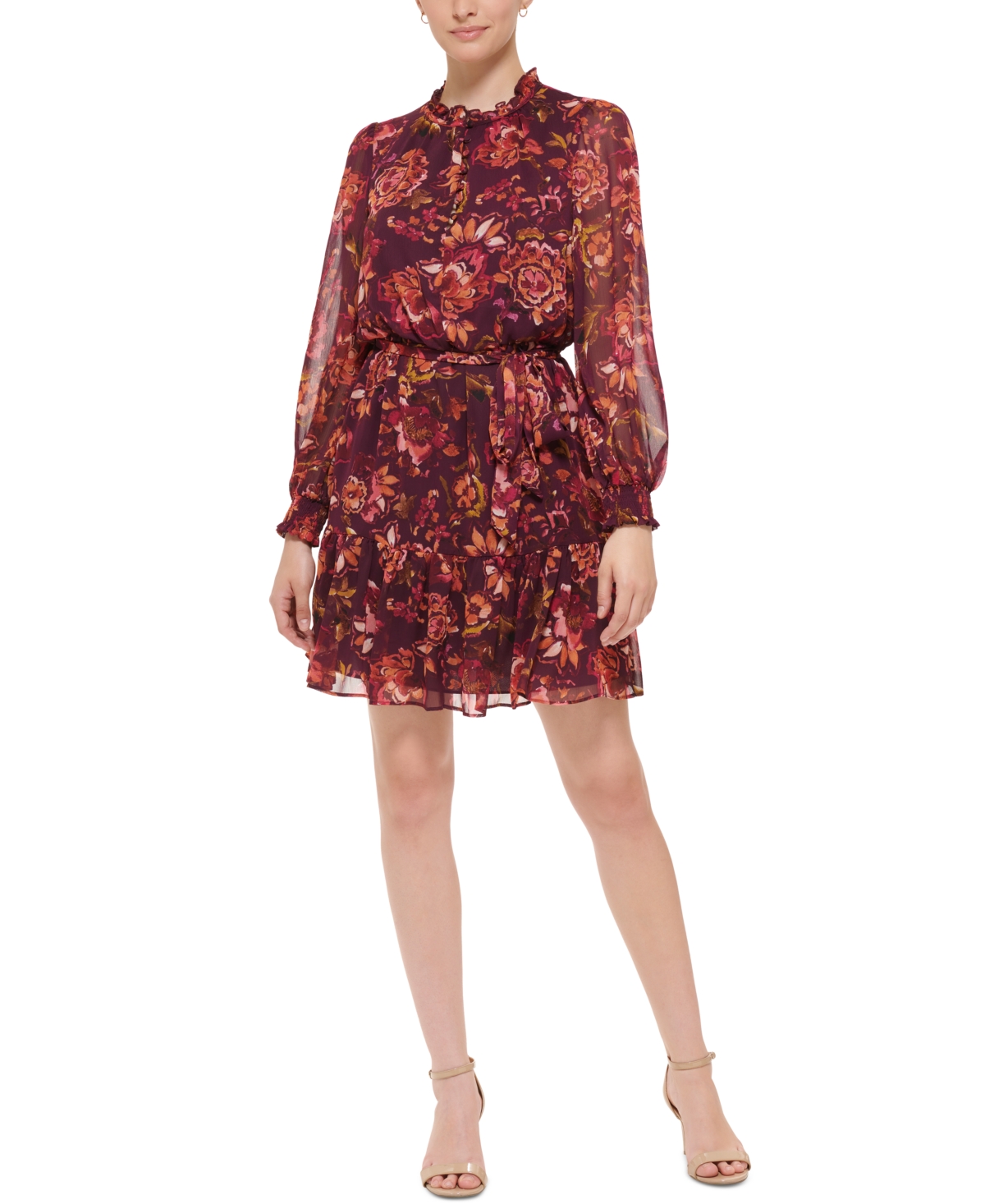 Vince Camuto Petite Floral-Print Fit & Flare Dress