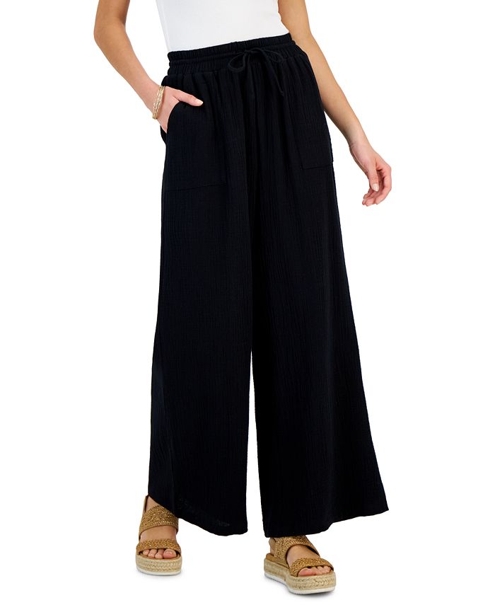 Style & Co Plus Size Gauze Wide-Leg Pull-On Pants, Created for Macy's -  Macy's