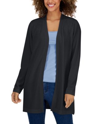 Karen Scott - Women's Open-Front Textured Stitch Cardigan Sweater