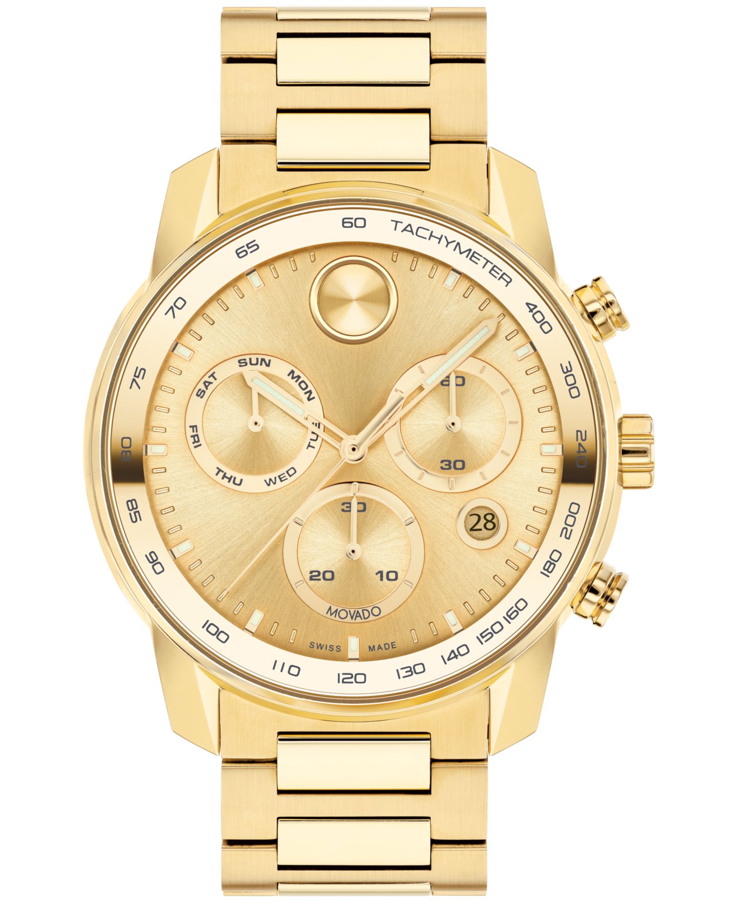 Мужские часы Movado Bold Verso Yellow Ionic Gold-Tone Plated Steel Bracelet Watch 44mm — фото 1