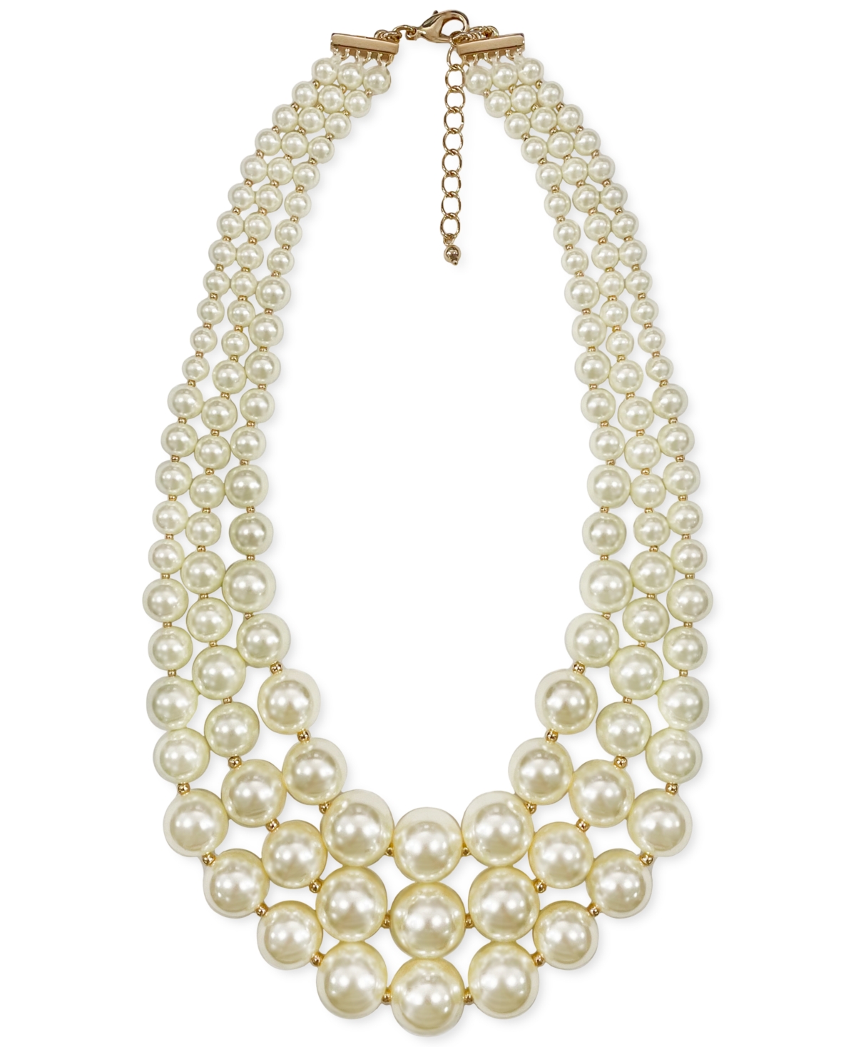 Imitation Pearl Three-Row Collar Necklace, Created for Macy's - Pink