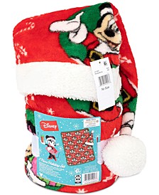 Mickey & Minnie Blanket and Santa Hat Set