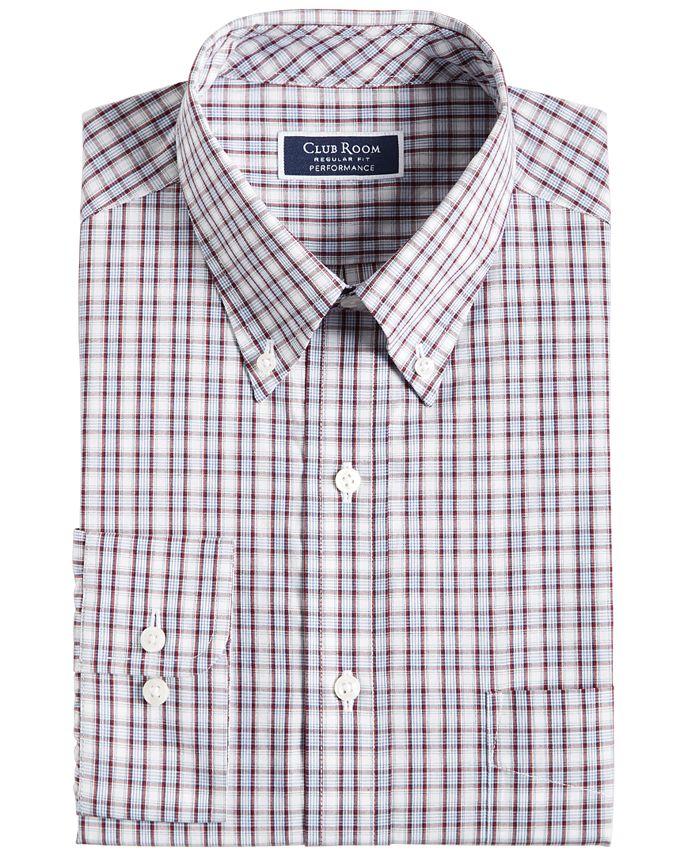 Club Room Men's Regular Fit Jarabe Plaid Cotton Dress Shirt, Created