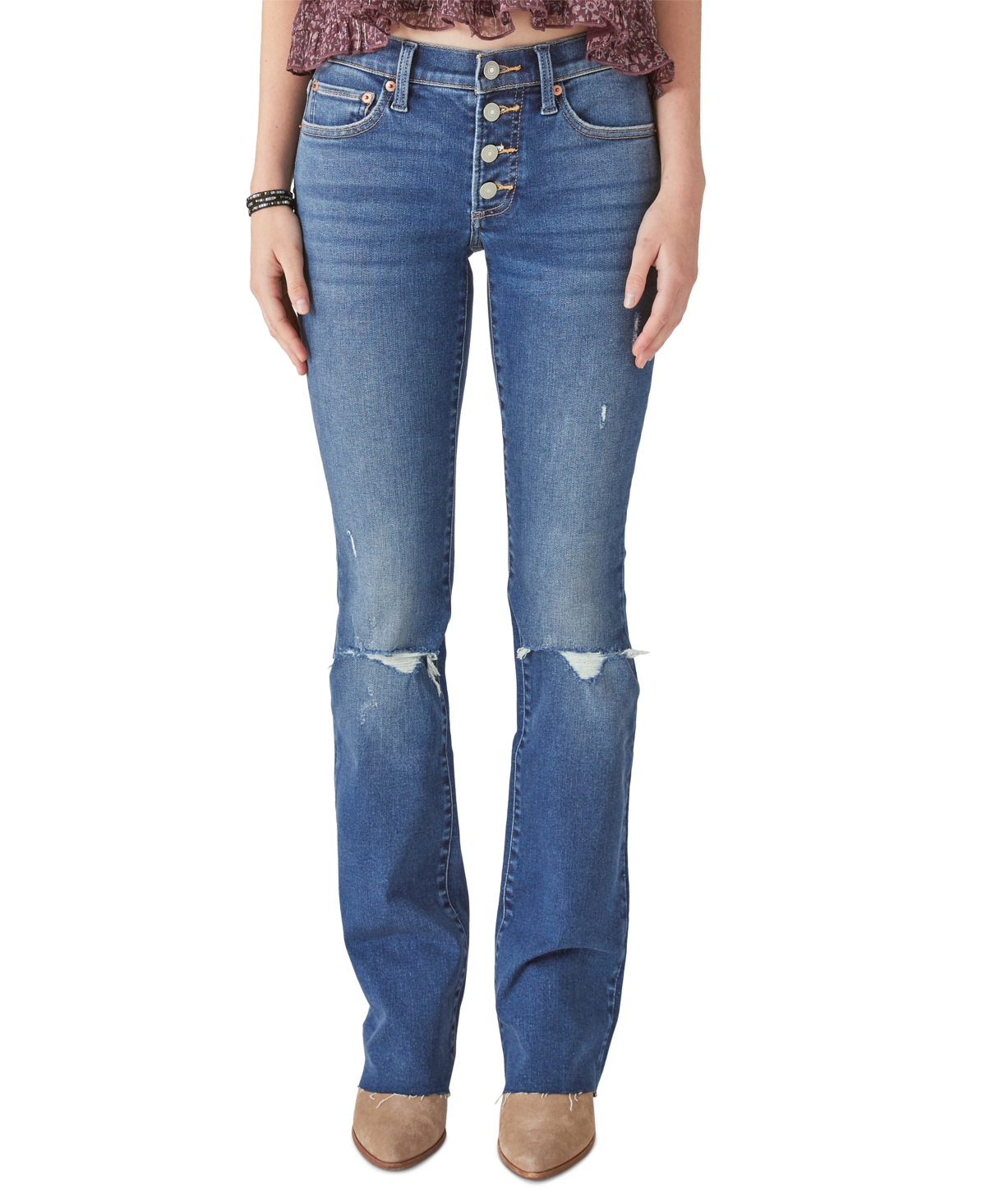 Lucky Brand Women's Sweet Mid Bootcut Jeans In Conness Dest Ct
