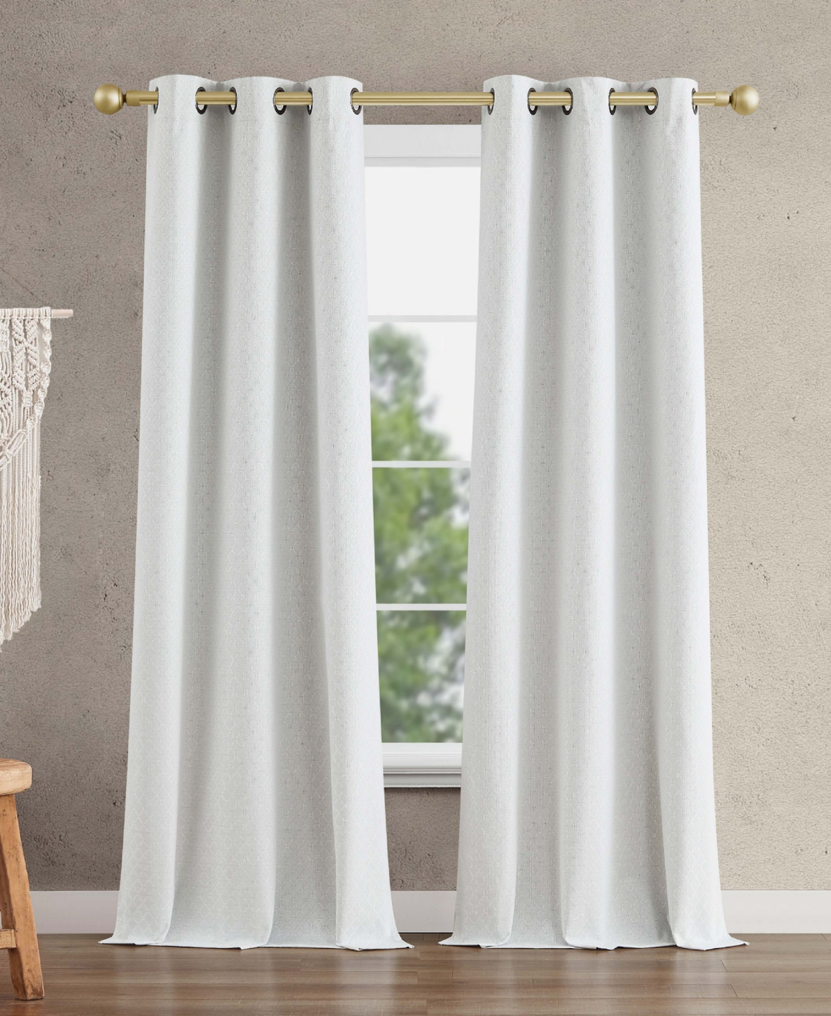 Jessica Simpson Faye Textured Blackout Grommet Window Curtain Panel Pair with Tiebacks, 38