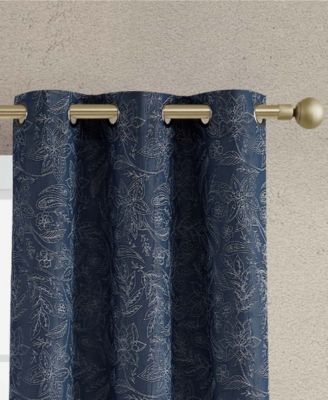 Groovy Paisley Textured Blackout Grommet Window Curtain Panel Pair with Tiebacks, 38" x 96"