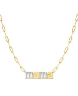 Macy's - Diamond Mama 18" Pendant Necklace (1/10 ct. t.w.) in 14k Gold-Plated Sterling Silver