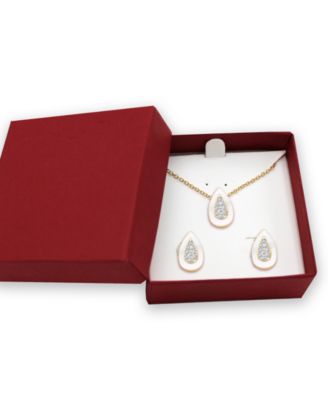 Crystal Enamel Necklace and Earring Set, 2-Piece