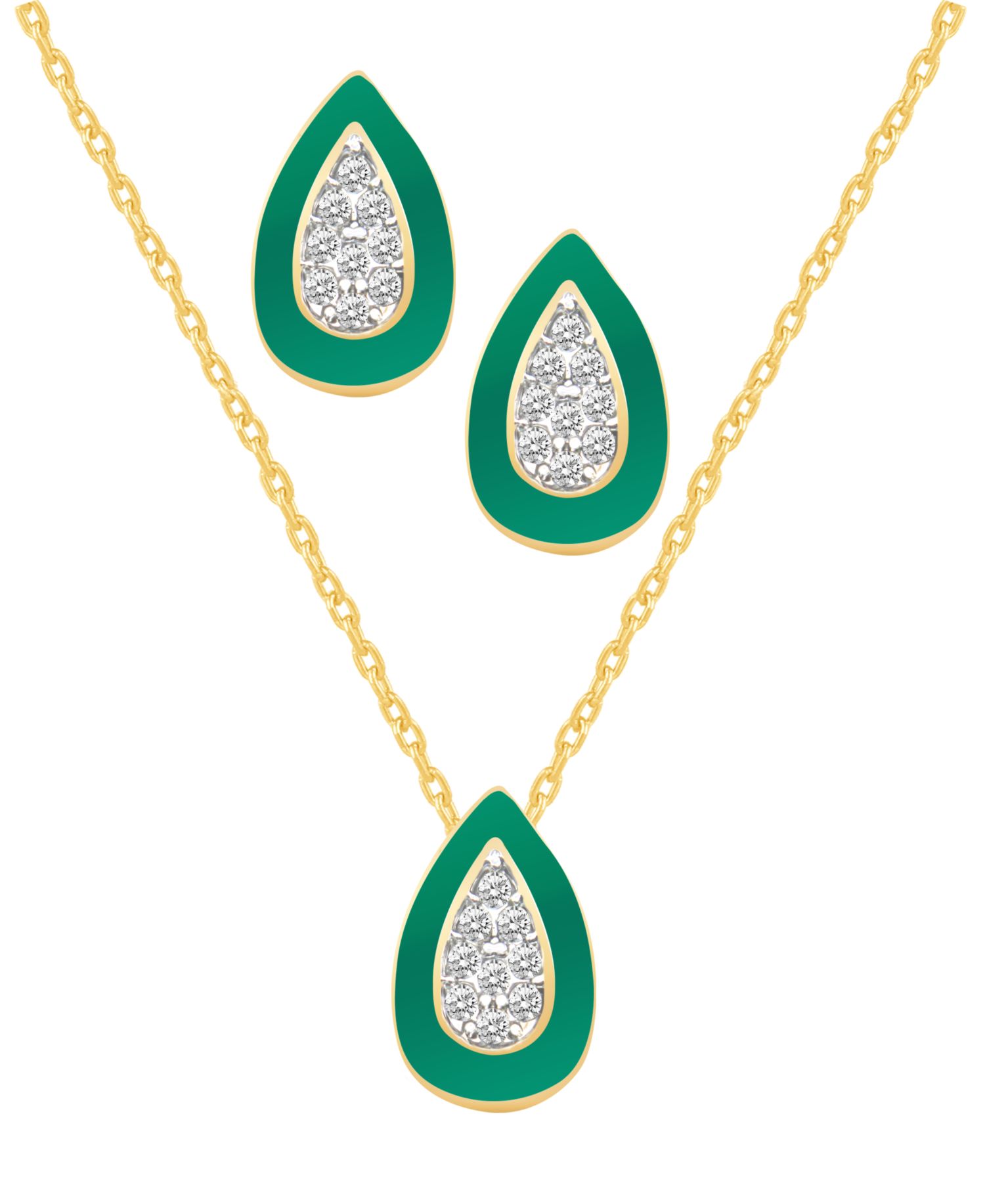 Crystal Enamel Necklace and Earring Set, 2-Piece