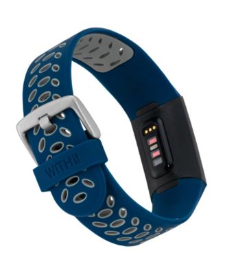 Navy and Grey Silicone Sport Band designed for Fitbit Charge 3 & 4