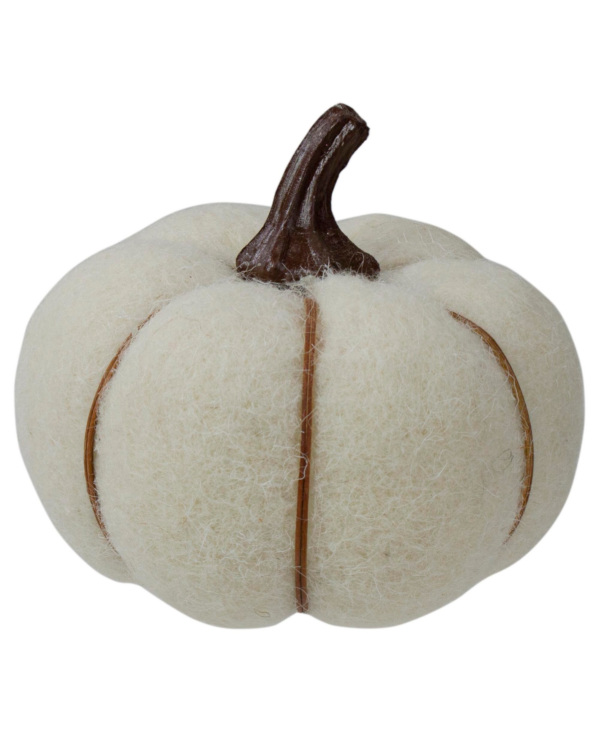 Cream and Brown Fall Harvest Tabletop Pumpkin, 5" - White