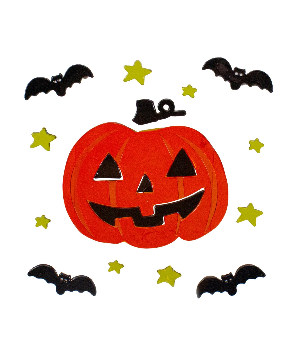 Northlight Jack-o-lantern And Bat Halloween Gel 13 Piece Window Clings Set In Orange