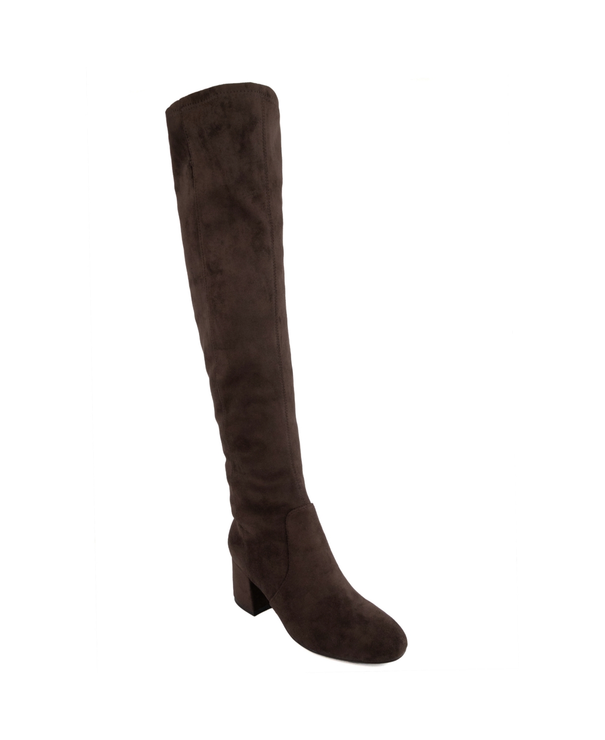Women's Ollie Over The Knee High Calf Boots - Brown Stretch Microsuede