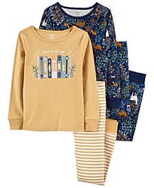 Little Girls Pajama and Long Sleeves T-shirt, 4-Piece Set