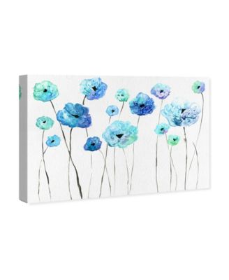 Flowers Blue Toned Giclee Art Print on Gallery Wrap Canvas Art, 45" x 30"