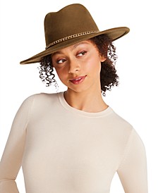 Felted Wool Metal Chain Trimmed Fedora