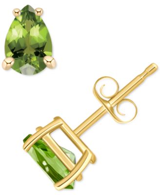 Macy's - Peridot Pear Stud Earrings (1 ct. t.w.) in 14k Gold
