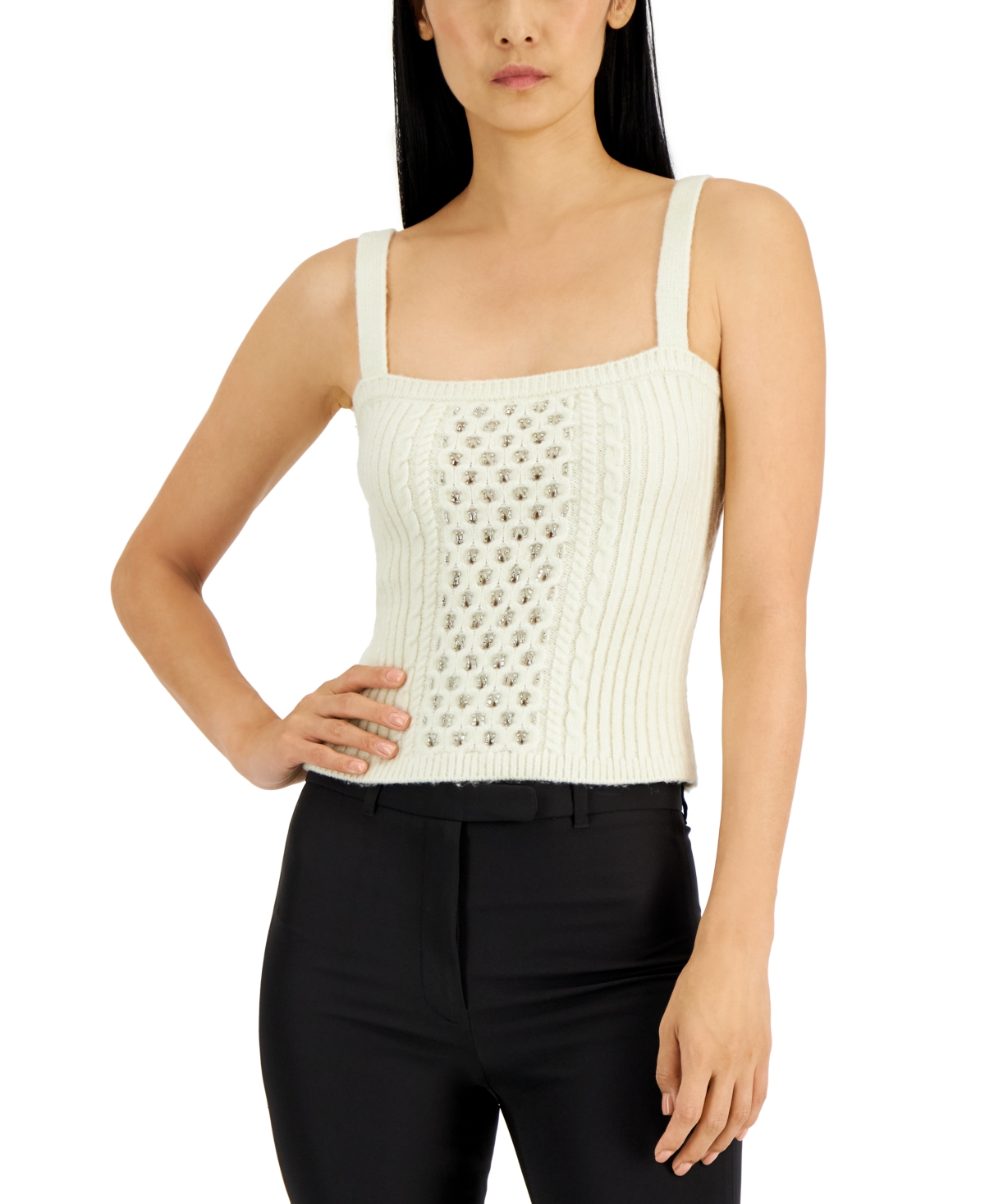Donna Karan Women's Crystal Chain Knit Camisole Top