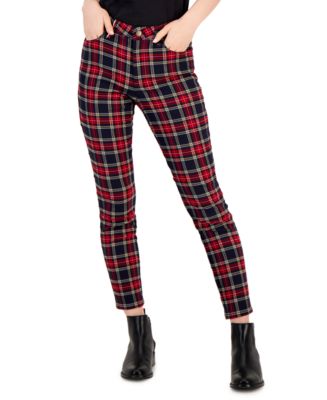 Plaid skinny fit pants women's hotsell