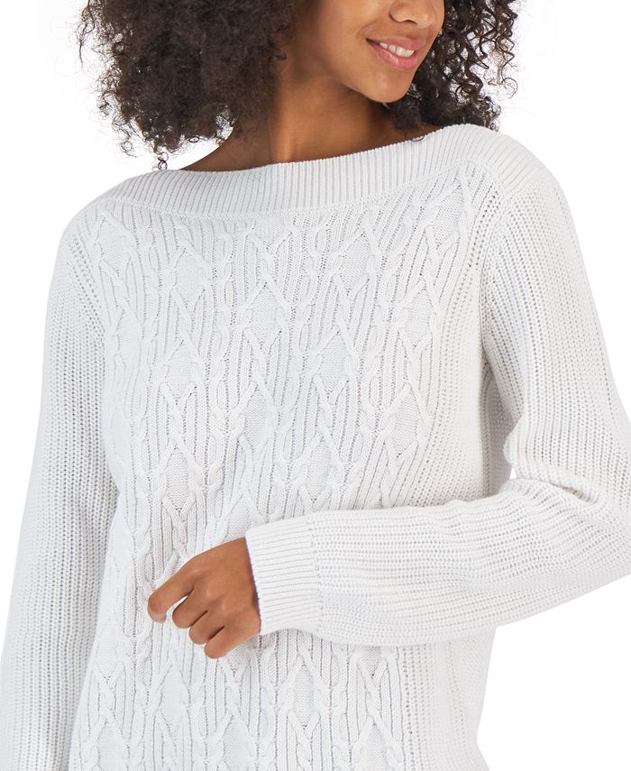 Tommy Hilfiger Women's BoatNeck Cable Knit Cate Sweater Macy's