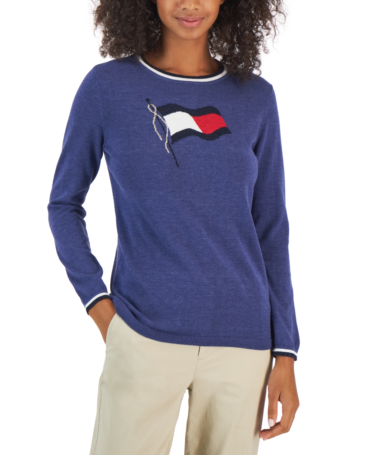 Tommy Hilfiger Women's Lucy Flag Lurex Cotton Sweater