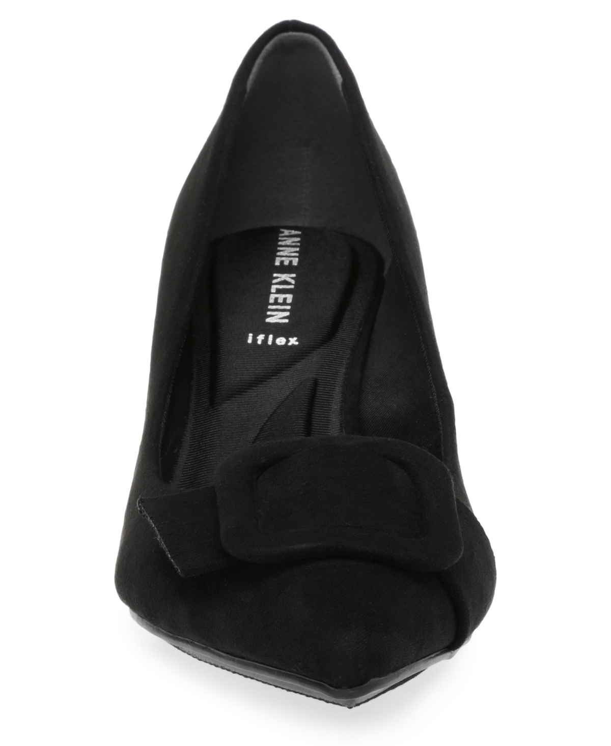Anne Klein Akbentley Womens Buckle Suede Block Heels In Black Micro