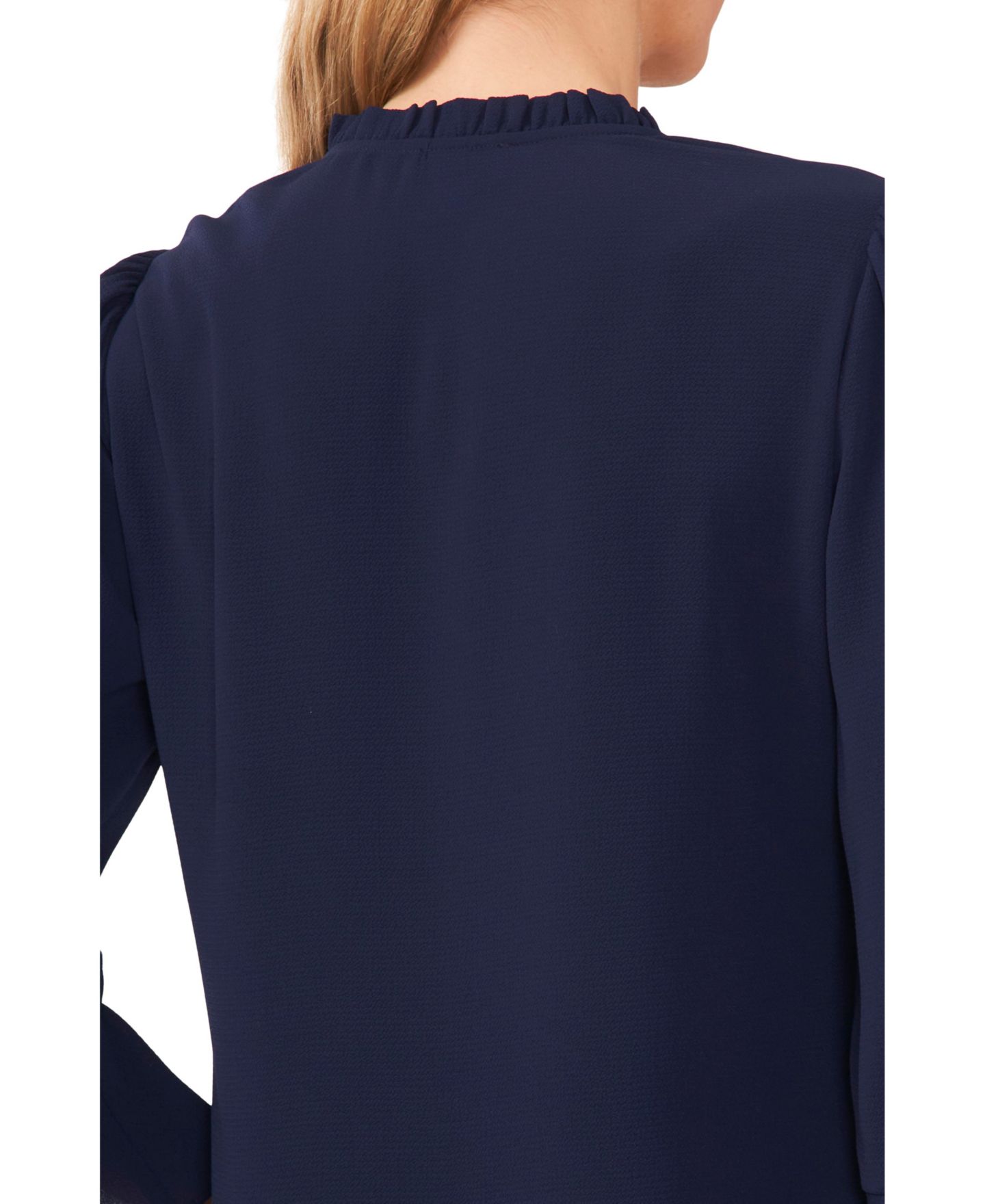 Женская блузка CeCe 3/4 Sleeve Ruffle-Sleeve V-Neck Blouse, цвет: Тёмно-синий — фото 3