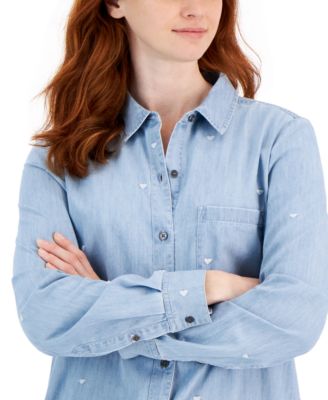Style & Co Women's Perfect Cotton Chambray Shirt, Created for Macy's