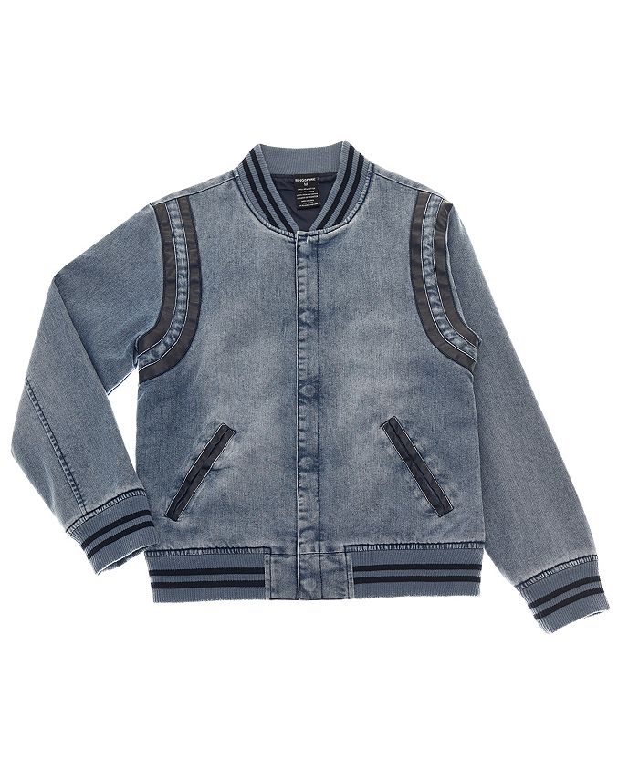 Ring of Fire Big Boys CHILL Denim Varsity Jacket with Ribbed Details ...