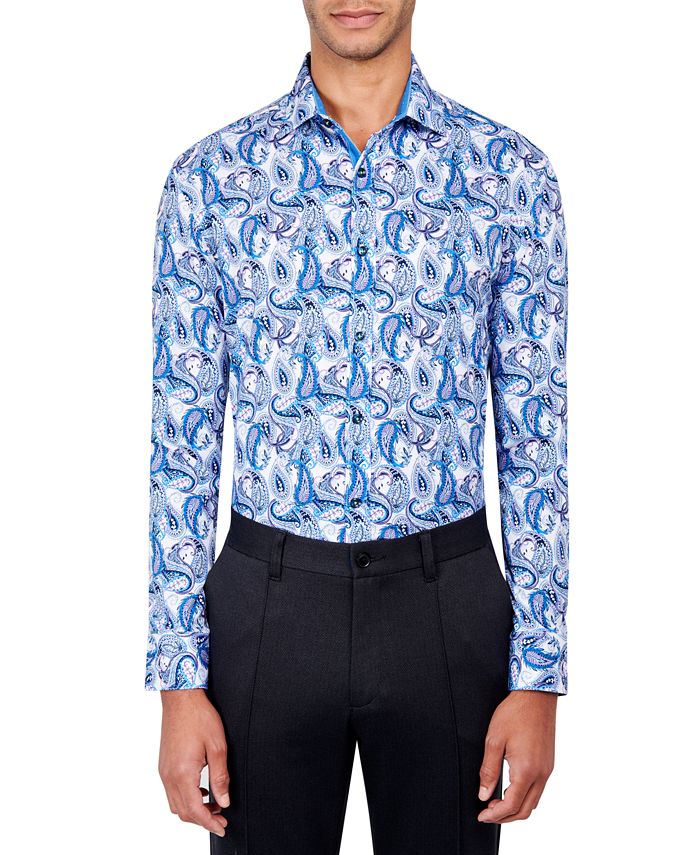 Society of Threads Men's Slim Fit NonIron Printed Performance Stretch