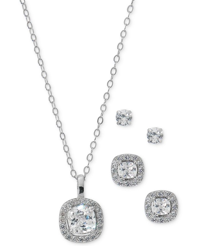 Giani Bernini Sterling Silver CZ Necklace And Earrings Set Brand  New-MSRP:$100💓