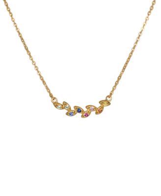 Macy's - Multi-Sapphire Leaf 18" Collar Necklace  (1/8 ct. t.w.) in 14k Gold-Plated Sterling Silver