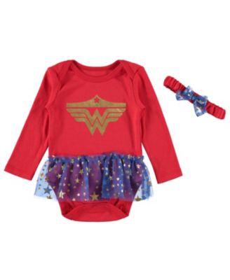 Happy Threads - Baby Girls 2-Pc. Wonder Woman Bodysuit & Headband Set