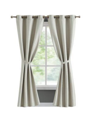 FRENCH CONNECTION TANNER THERMAL WOVEN ROOM DARKENING GROMMET WINDOW CURTAIN PANEL PAIR WITH TIEBACKS COLLECTION