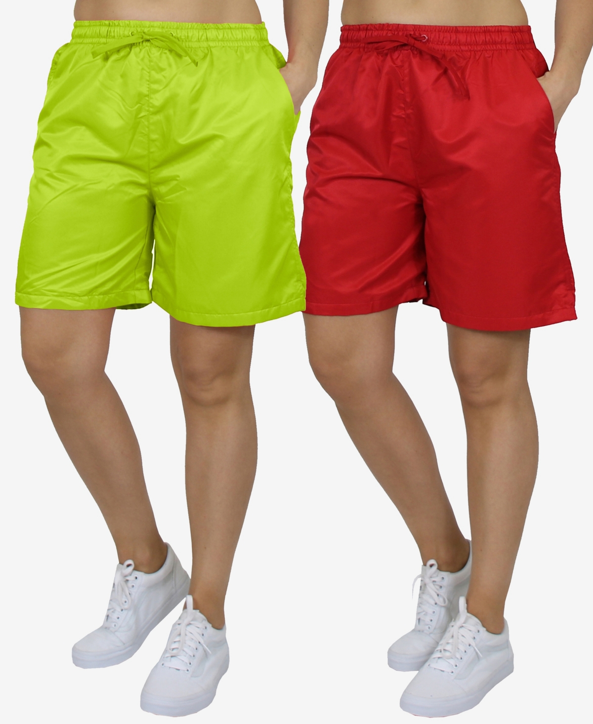 Women's Active Workout Training Shorts - Pack of 2 - Black Gray