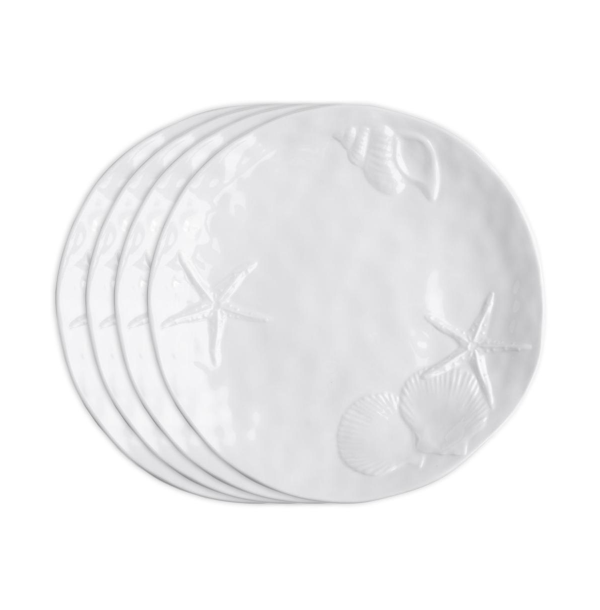 Melamine Sea Life 11" Dinner Plates, Set of 4 - White