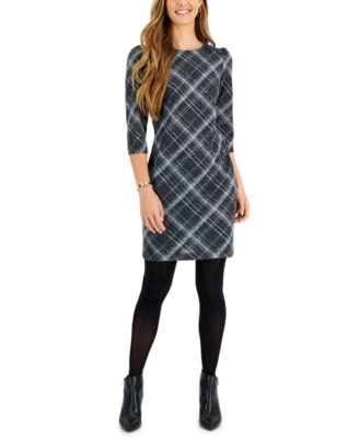 Connected - Petite Round-Neck 3/4-Sleeve Sheath Dress