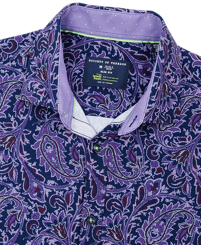 Society of Threads Men's SlimFit Paisley Performance Dress Shirt & Reviews Dress Shirts Men