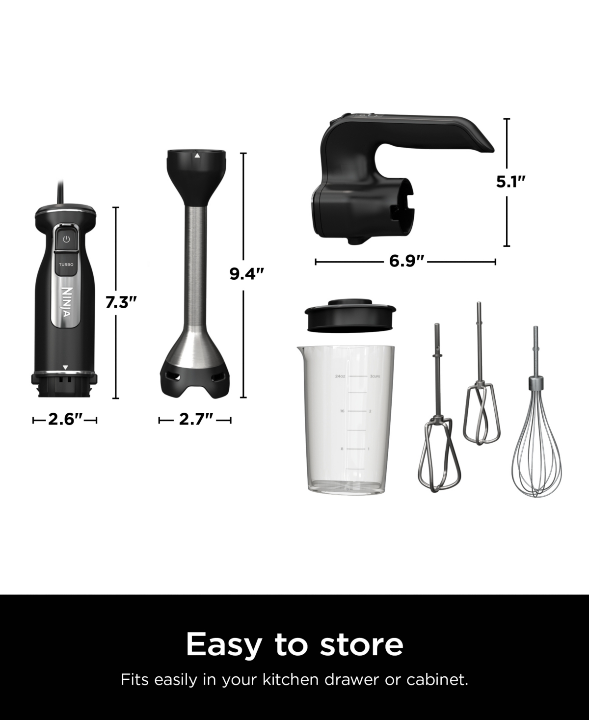 Ninja Foodi Power Mixer System Immersion Blender & Hand Mixer, Ci101 In Black,stainless Steel