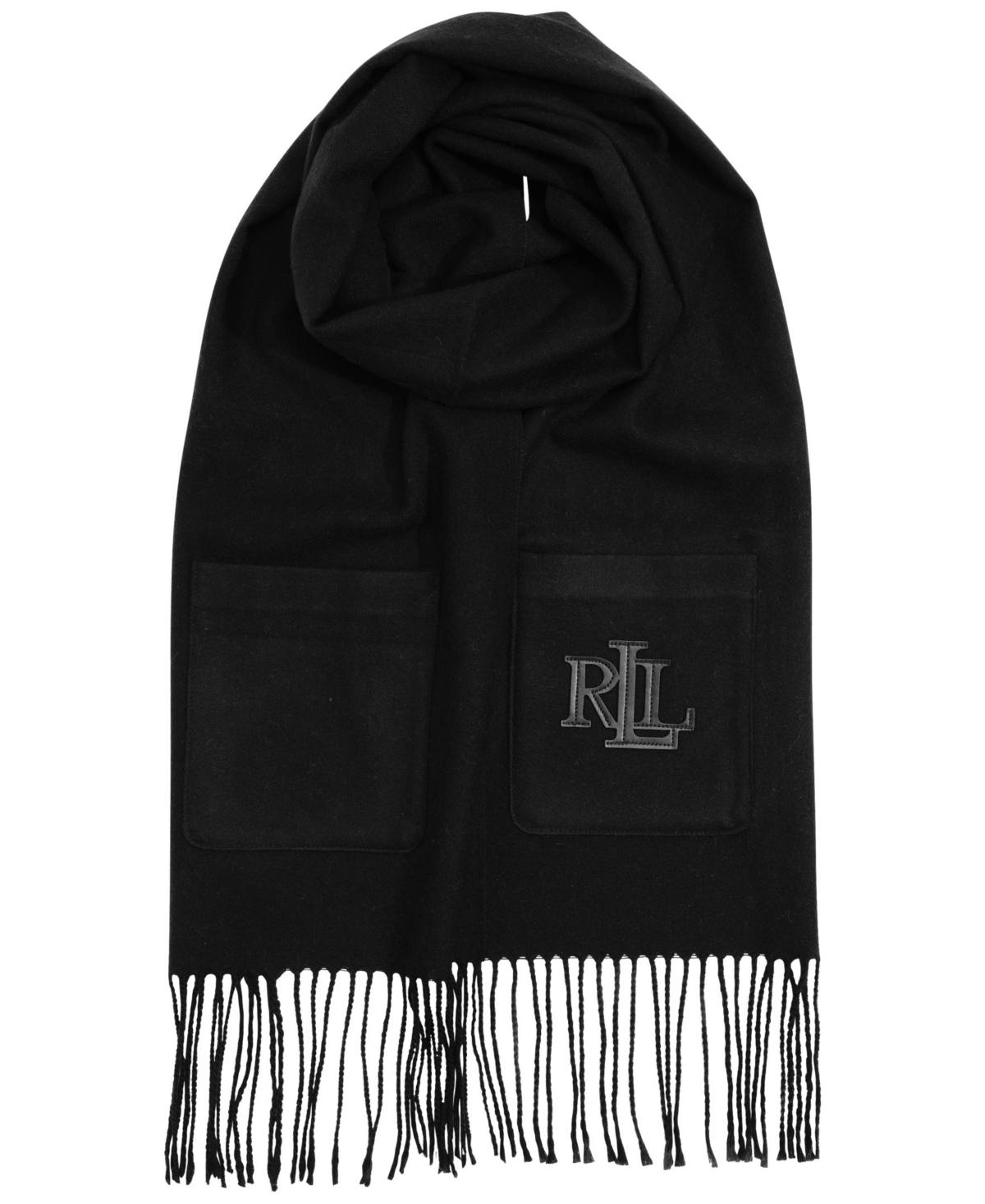 Lauren Ralph Lauren Women's Bold Logo Pocket Scarf With Fringe In Black