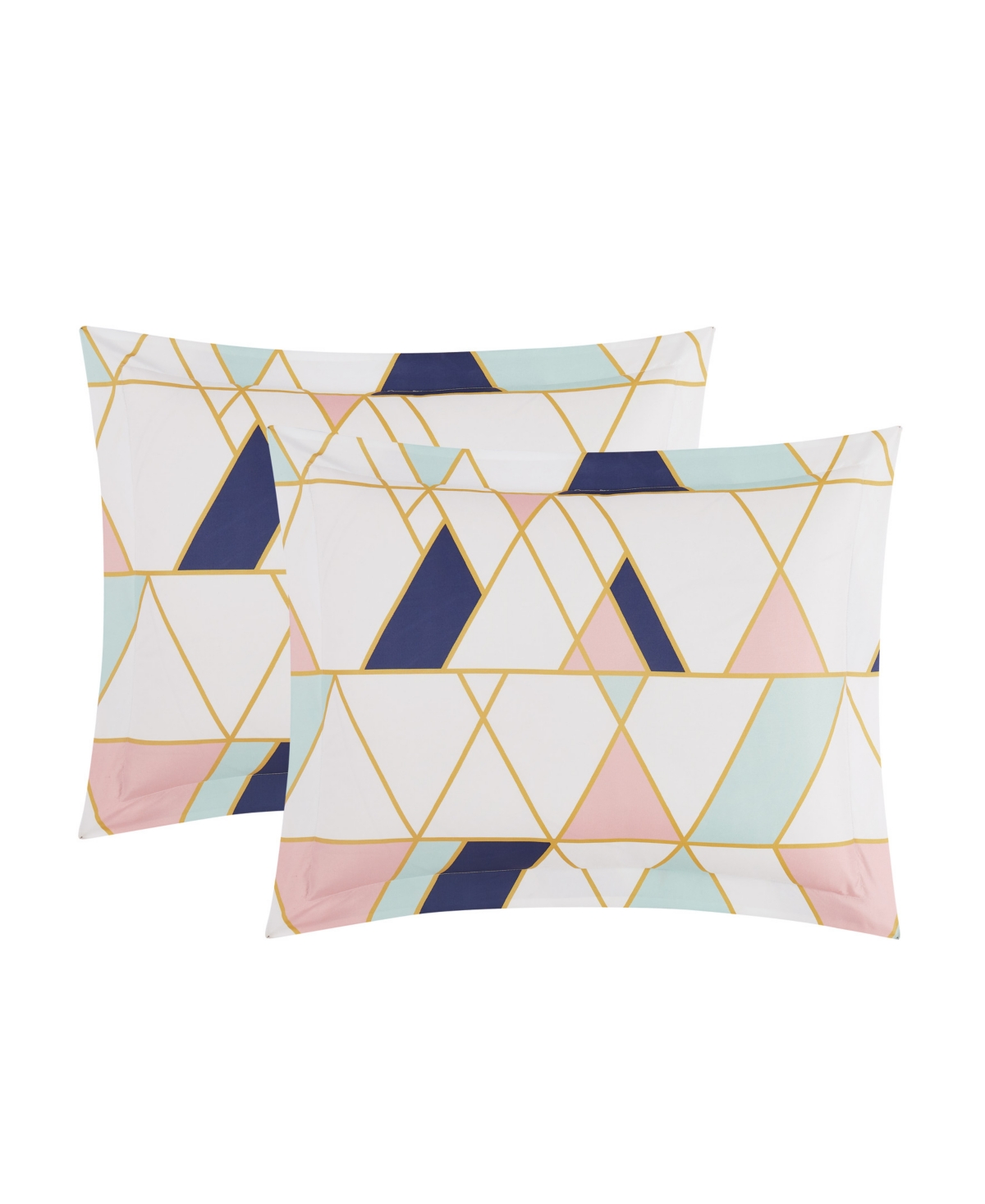 Style 212 Geo 7 Piece Bed In A Bag Set, King In Pink,blue