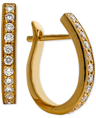 Macy's Diamond Oval Small Hoop Earrings (1/3 ct. t.w.) in 14k Gold & Reviews - Earrings - Jewelry & Watches - Macy's