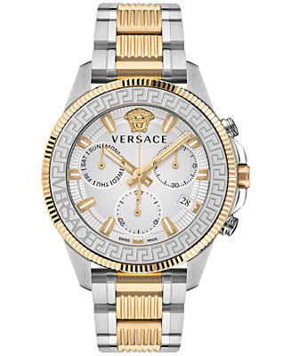 Versace Men's Swiss Chronograph Greca Action Two Tone Stainless