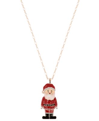 Holiday Lane - Gold-Tone Santa 36" Long Pendant Necklace