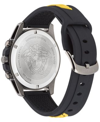 Men's Swiss Chronograph Greca Action Yellow & Black Silicone Strap Watch 45mm