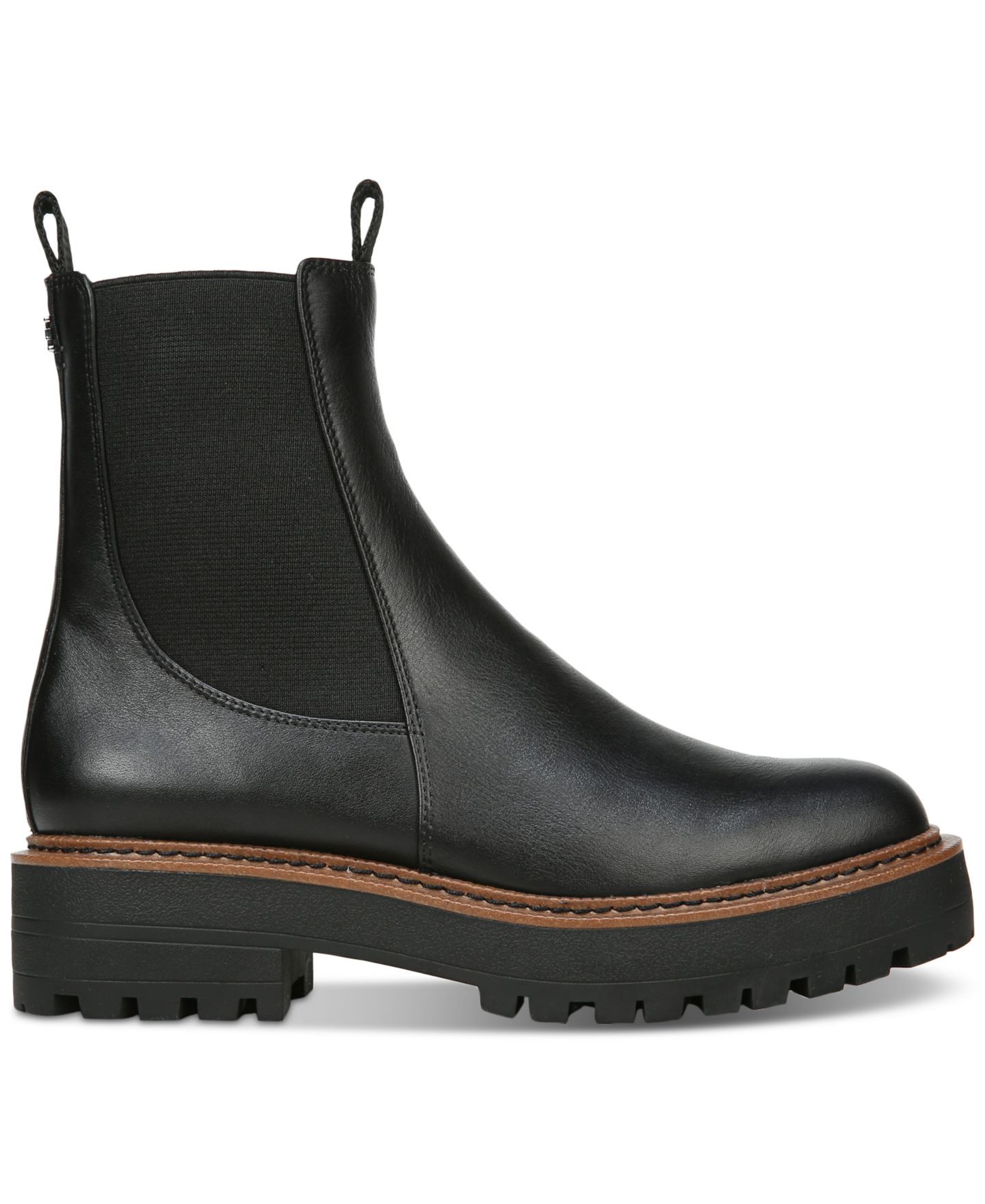 Женские ботинки Sam Edelman Laguna Lug-Sole Chelsea Booties, цвет: Чёрный кожаный — фото 2