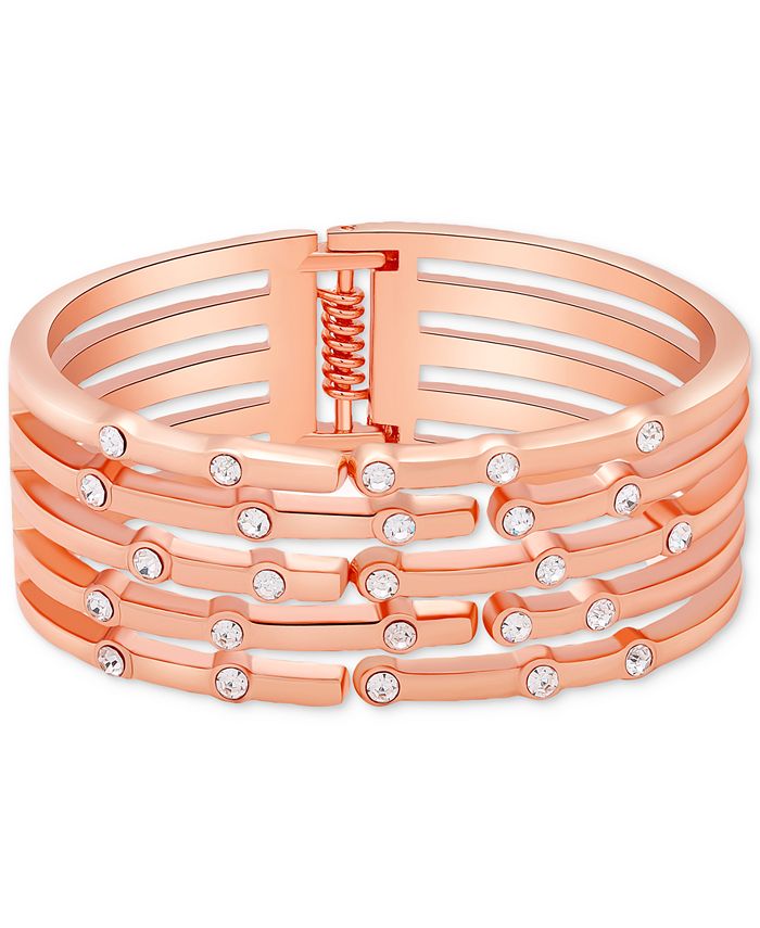 GUESS Rose Gold Tone Crystal Multi Row Hinge Bracelet Macy s