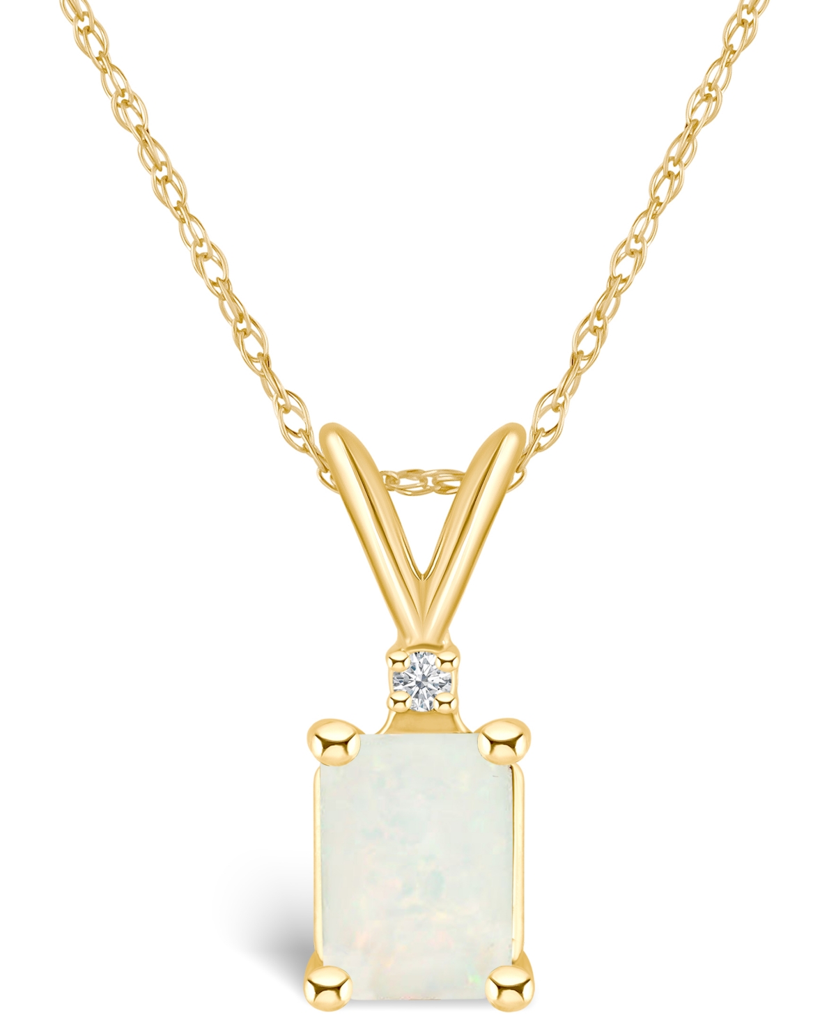 Shop Macy's Opal (1/2 Ct. T.w.) And Diamond Accent Pendant Necklace In 14k Yellow Gold Or 14k Gold