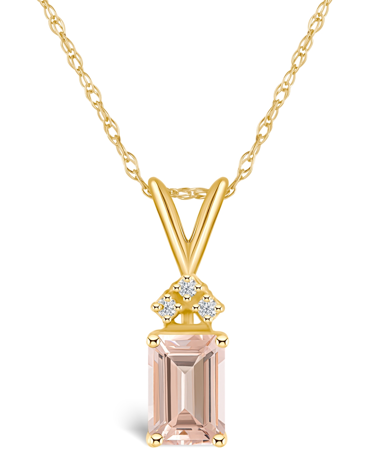 Shop Macy's Morganite (7/8 Ct. T.w.) And Diamond Accent Pendant Necklace In 14k Yellow Gold Or 14k White Gold