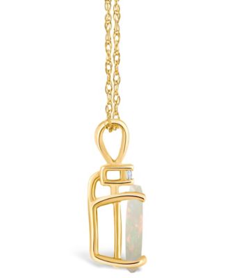 Opal (1/2 ct. t.w.) and Diamond Accent Pendant Necklace in 14K White Gold or 14K Gold